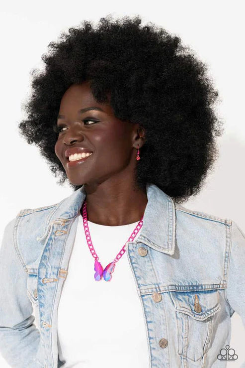 Paparazzi ♥ Fascinating Flyer - Pink ♥ Necklace