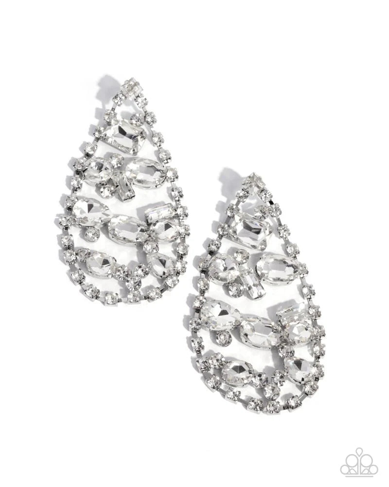 Paparazzi ♥ Giant Glitter - White ♥ Post Earrings
