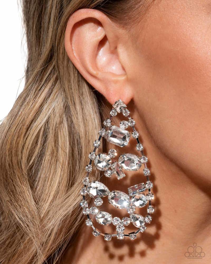 Paparazzi ♥ Giant Glitter - White ♥ Post Earrings