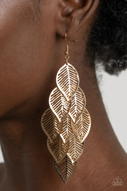 Paparazzi ♥ Limitlessly Leafy - Gold ♥ Earrings