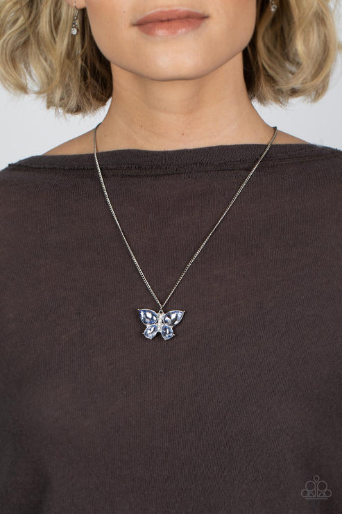 Paparazzi ♥ Free-Flying Flutter - Blue ♥ Necklace
