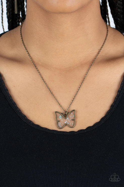 Paparazzi ♥ Gives Me Butterflies - Brass ♥ Necklace