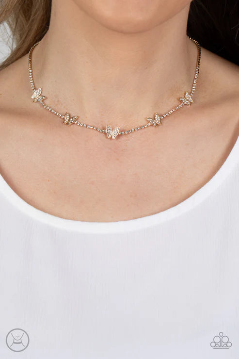 Paparazzi ♥ Fluttering Fanatic - Gold ♥ Necklace