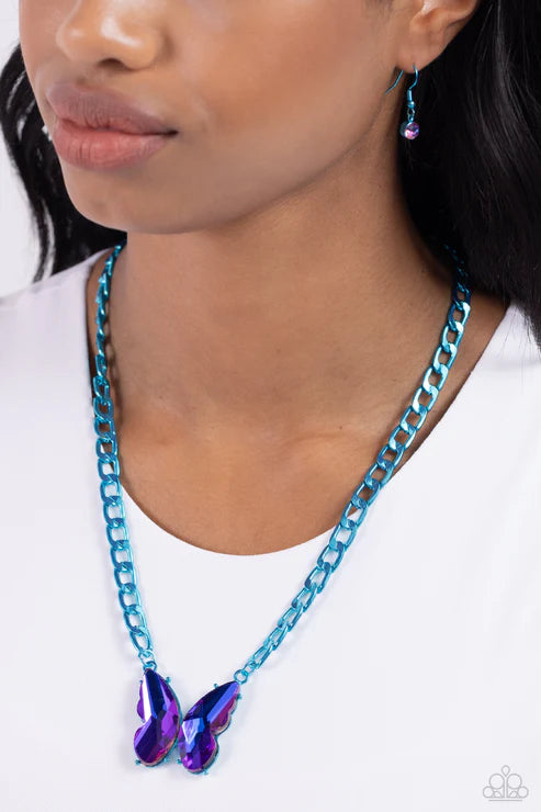 Paparazzi ♥ Fascinating Flyer - Blue ♥ Necklace