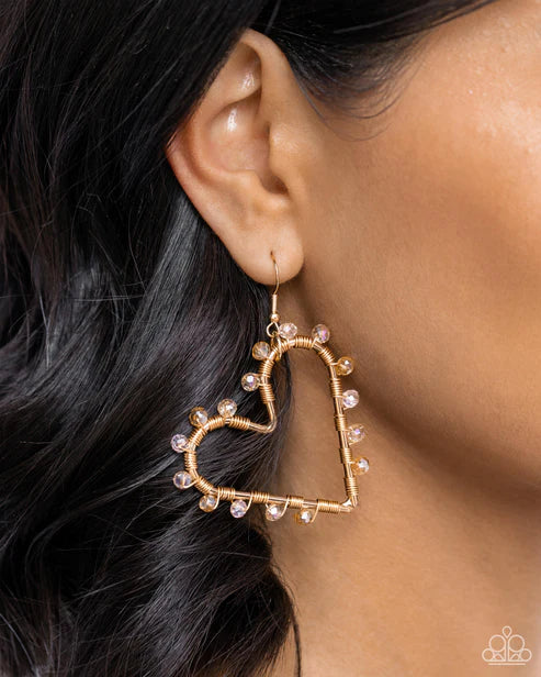 Paparazzi ♥ HEART of Your World - Gold ♥ Earrings