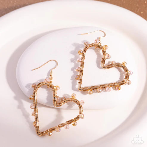 Paparazzi ♥ HEART of Your World - Gold ♥ Earrings
