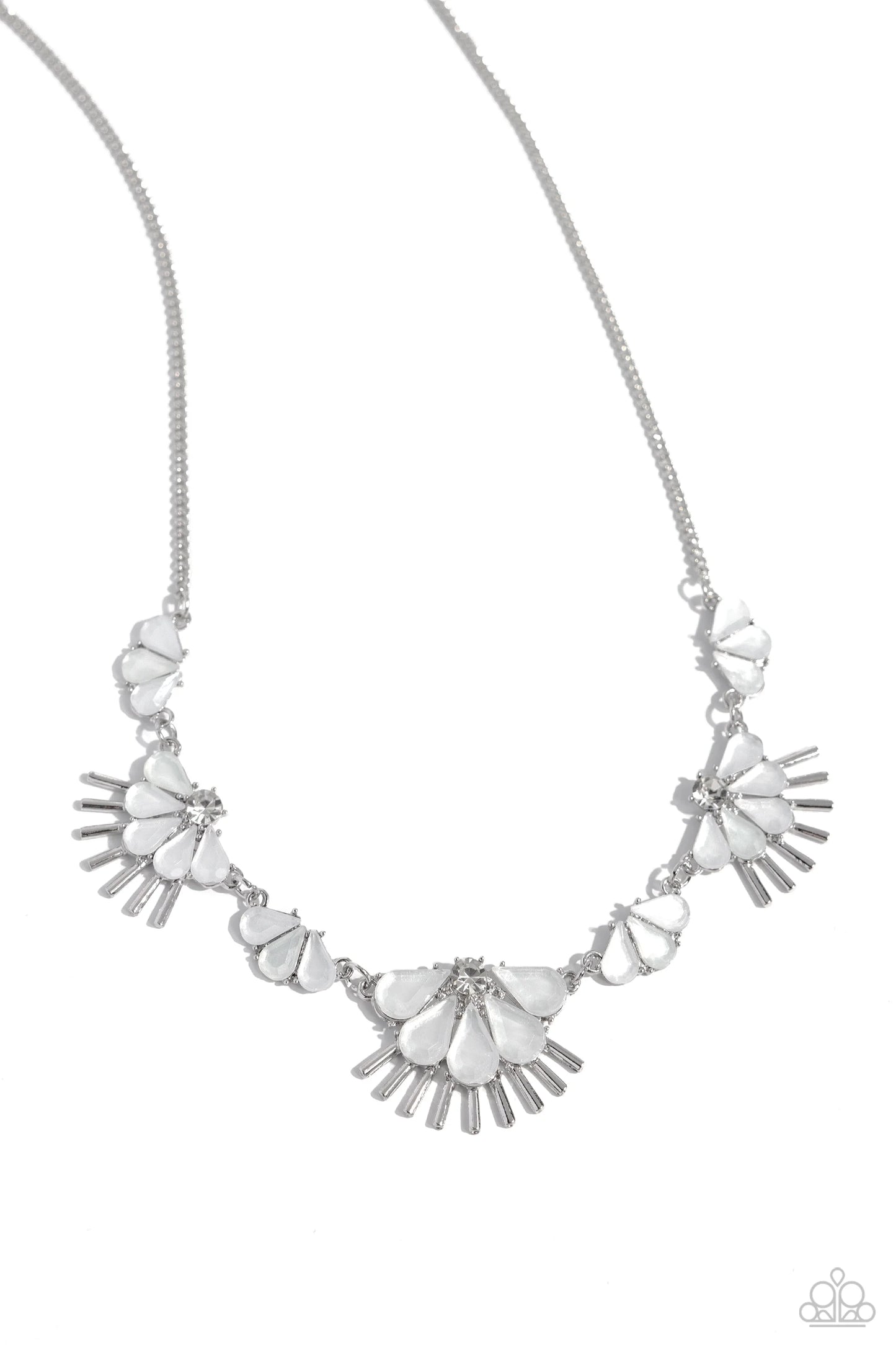 Paparazzi ♥ Fluttering Fan - White ♥ Necklace