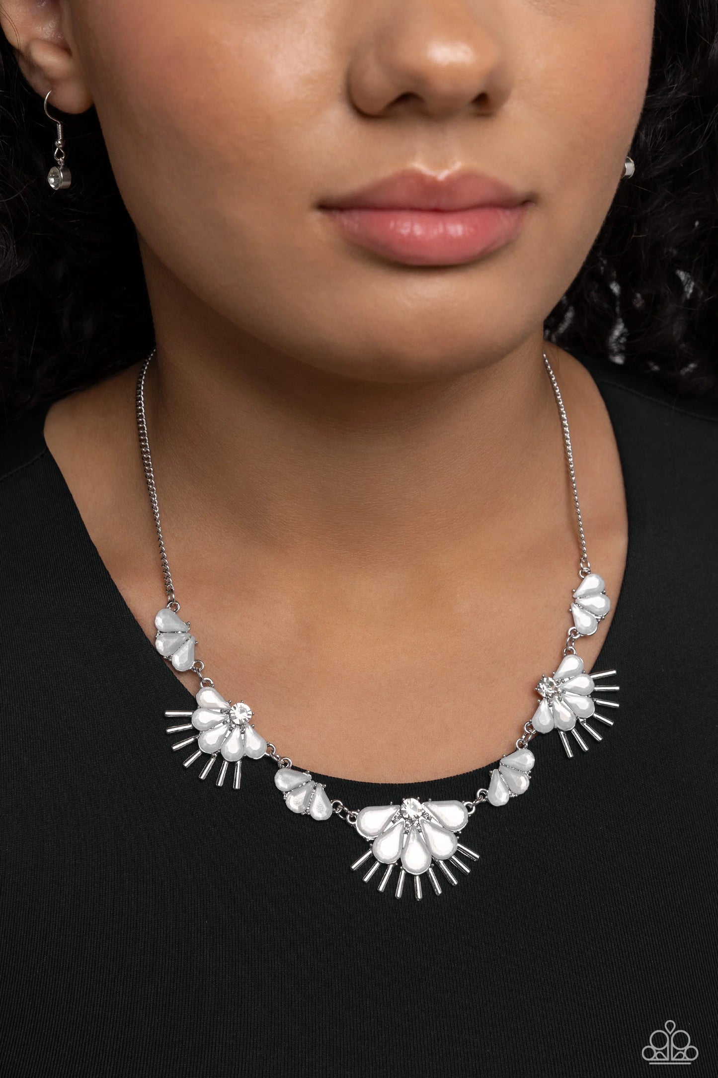 Paparazzi ♥ Fluttering Fan - White ♥ Necklace