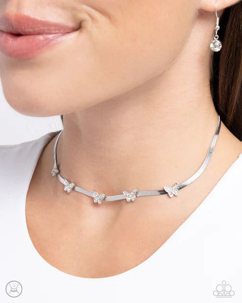 Paparazzi ♥ Fluttering Fame - White ♥ Necklace