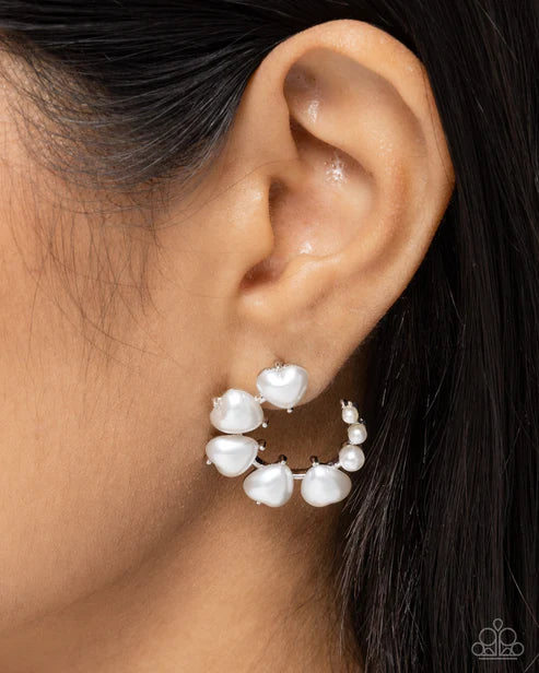 Paparazzi ♥ Castle Courting - White ♥ Post Earrings