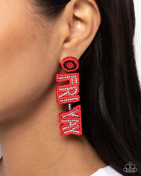 Paparazzi ♥ Its Friday! - Red ♥ Post Earrings