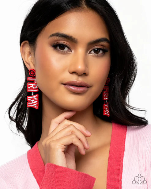Paparazzi ♥ Its Friday! - Red ♥ Post Earrings