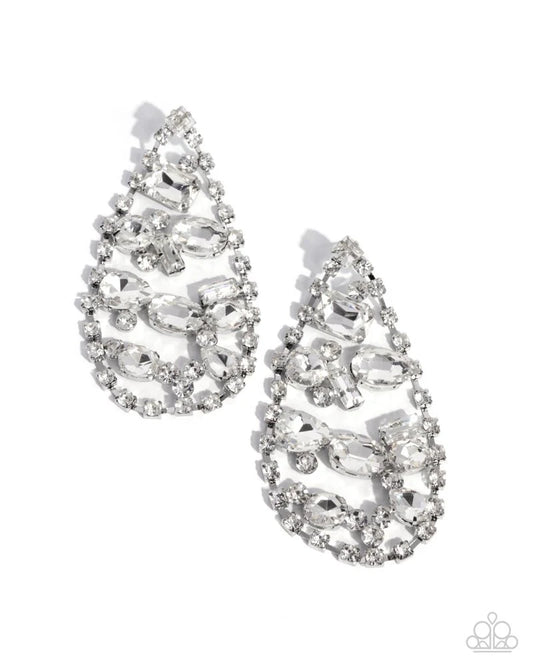 Paparazzi ♥ Giant Glitter - White ♥ Post Earrings