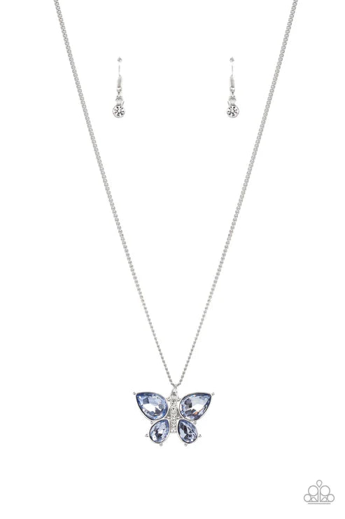 Paparazzi ♥ Free-Flying Flutter - Blue ♥ Necklace