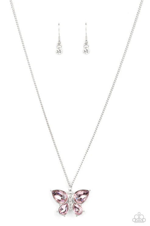 Paparazzi ♥ Free-Flying Flutter - Pink ♥ Necklace