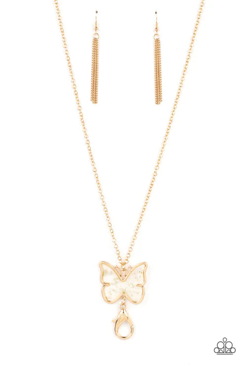 Paparazzi ♥ Gives Me Butterflies - Gold ♥ Lanyard