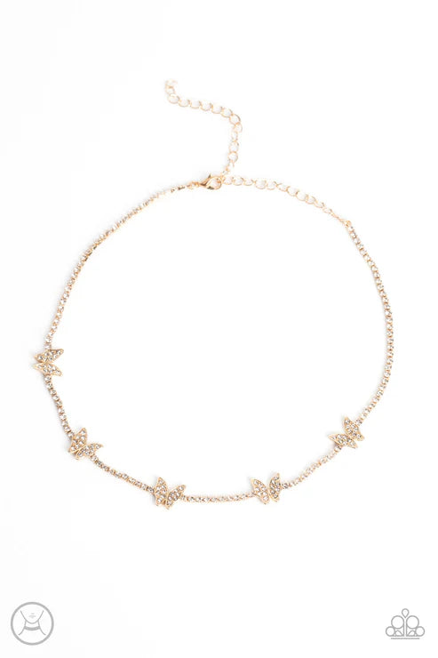 Paparazzi ♥ Fluttering Fanatic - Gold ♥ Necklace