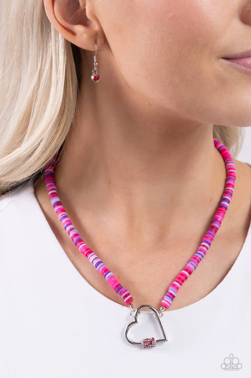 Paparazzi ♥ Clearly Carabiner - Red ♥ Necklace