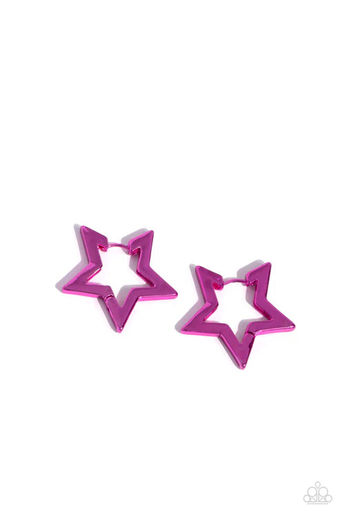 Paparazzi ♥ In A Galaxy STAR, STAR Away - Pink ♥ Earrings