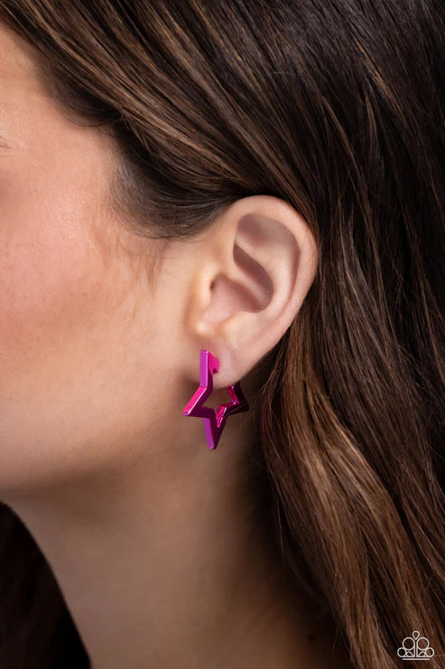Paparazzi ♥ In A Galaxy STAR, STAR Away - Pink ♥ Earrings