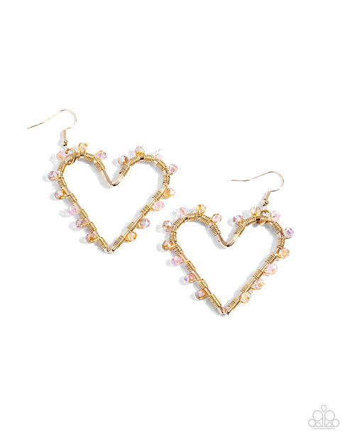 Paparazzi ♥ HEART of Your World - Gold ♥ Earrings