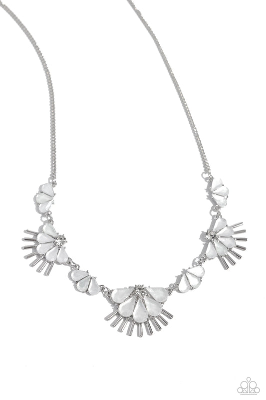 Paparazzi ♥ Fluttering Fan - White ♥ Necklace