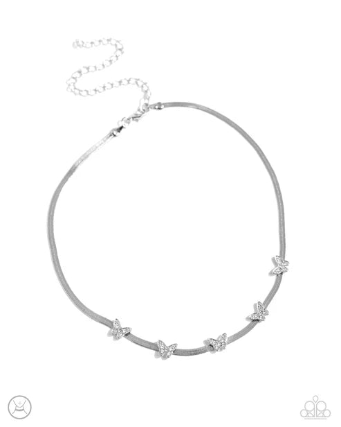 Paparazzi ♥ Fluttering Fame - White ♥ Necklace
