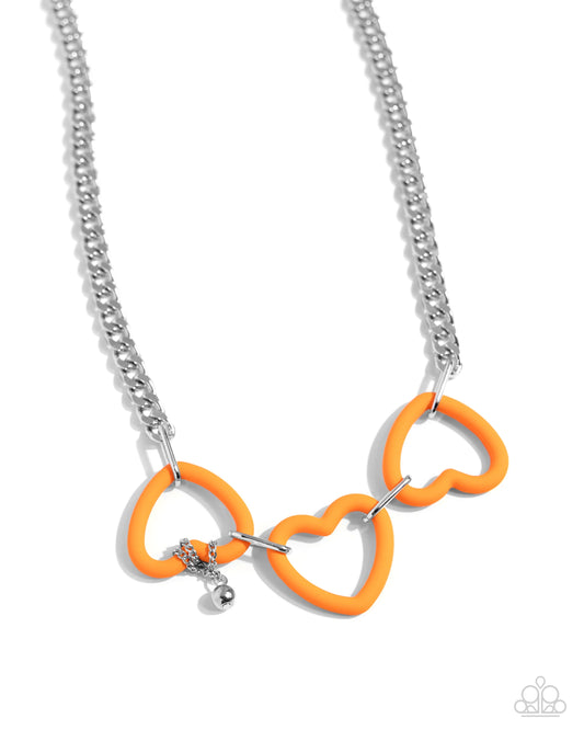 Paparazzi ♥ Heart Homage - Orange ♥ Necklace