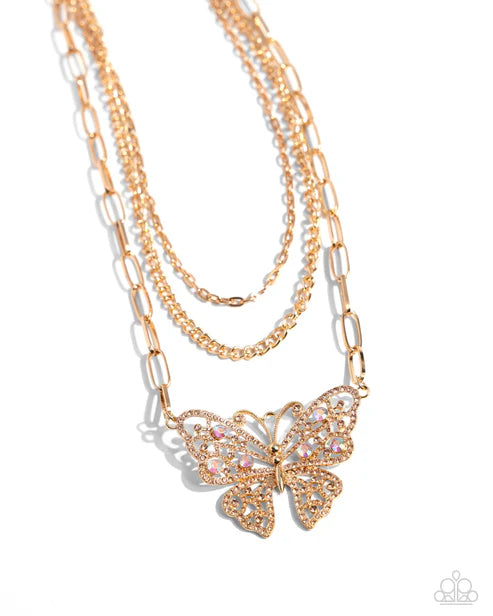 Paparazzi ♥ Winged Wonder - Gold ♥ Necklace