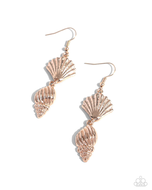 Paparazzi ♥ SHELL, I Was In the Area - Rose Gold ♥ Earrings