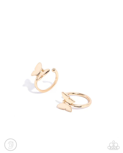Paparazzi ♥ Aerial Attitude - Gold ♥ Post Earrings