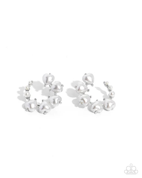 Paparazzi ♥ Castle Courting - White ♥ Post Earrings