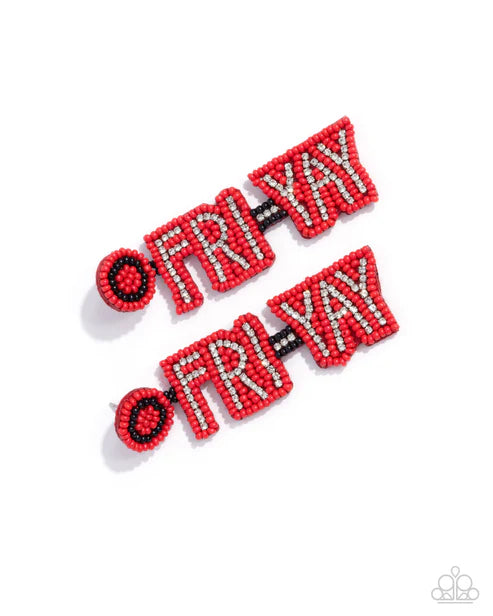 Paparazzi ♥ Its Friday! - Red ♥ Post Earrings