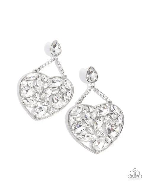 Paparazzi ♥ Glittery Gait - White ♥ Post Earrings