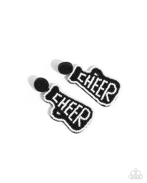 Paparazzi ♥ Cheer Captain - Black ♥ Post Earrings