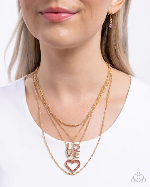 Paparazzi ♥ Courting Caliber - Gold ♥ Necklace