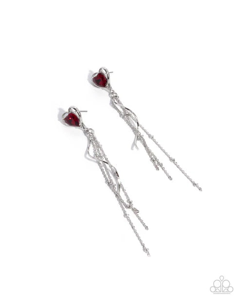 Paparazzi ♥ Simply Smitten - Red ♥ Post Earrings
