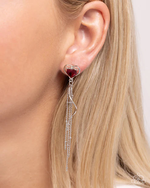 Paparazzi ♥ Simply Smitten - Red ♥ Post Earrings