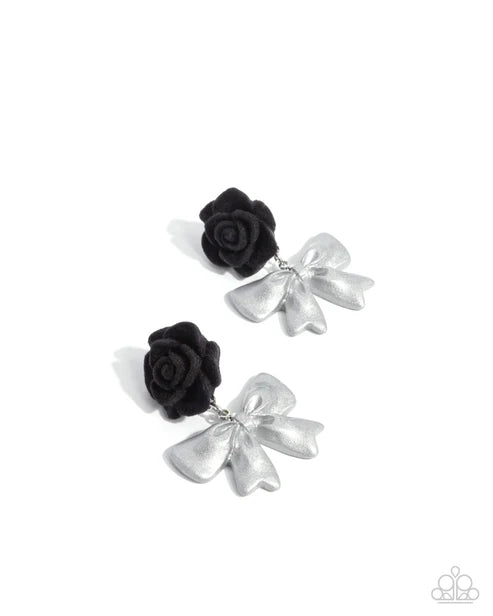 Paparazzi ♥ Rosette Rarity - Black ♥ Post Earrings