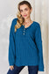 Basic Bae Full Size Ribbed Half Button Long Sleeve T-Shirt